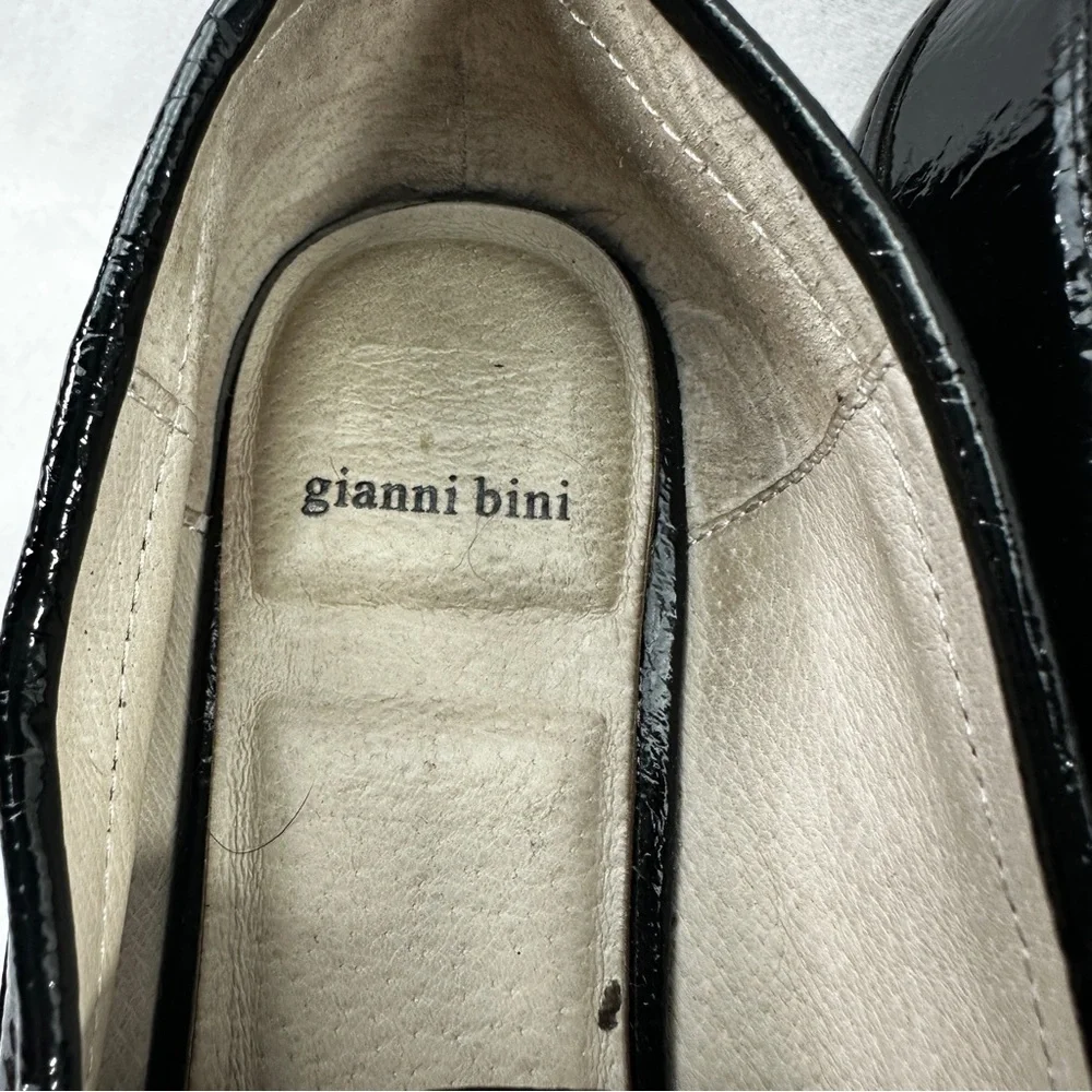 Gianni Bini Loafers Patent Leather Platform Lug Soles Black 8 Business Work